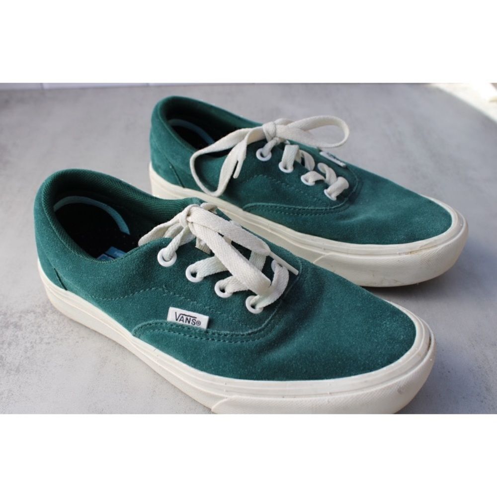 Vans Authentic classic Pig skin suede teal green low top sneakers Size 4.5